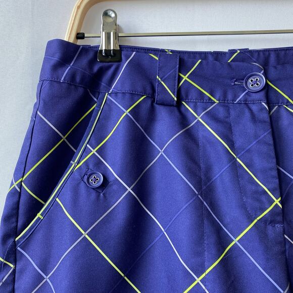 Nike Dri Fit Y2K Bermuda Golf Shorts Women 8 Purple Plaid Geometric Performance - Picture 3 of 10